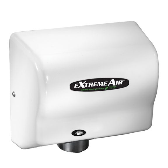 AMERICAN DRYER® GXT9-SS eXtremeAir® | HAND DRYER - Brushed Stainless Steel Auto High Speed Heated Universal Voltage | 120/208/240V SS — Steel White