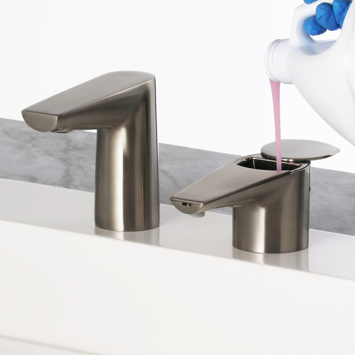 Bobrick B-872/B-875/B-878 Counter-Mounted Automatic Designer Series™ Top-Fill Liquid Soap Dispenser — Brushed Nickel