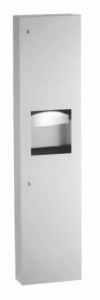 Bobrick B-380349 Surface-Mounted Paper Towel Dispenser & Waste Receptacle, 3.8-Gallon Waste — Satin