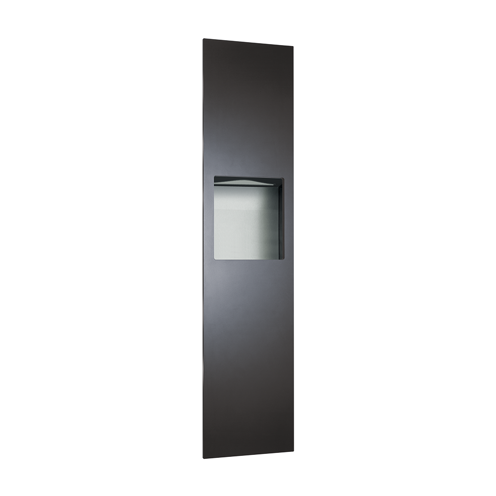 ASI PIATTO™ Completely Recessed Paper Towel Dispenser and Waste Receptacle - Phenolic Door - 6467-00/6467-41 — Matte Black