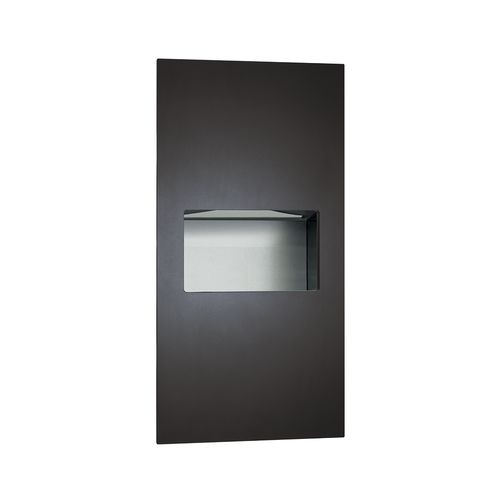 ASI PIATTO™ Completely Recessed Paper Towel Dispenser and Waste Receptacle - Phenolic Door - 64623-00/64623-41 — Matte Black