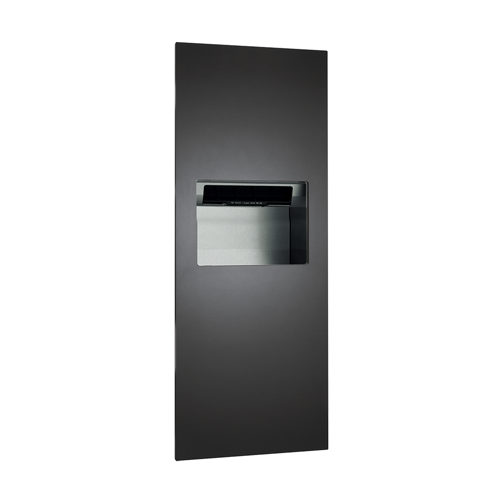ASI PIATTO™ Completely Recessed Automatic Roll Paper Towel Dispenser and Waste Receptacle - Battery Operated - Phenolic Door - 64696A-00/64696A-41 — Matte Black