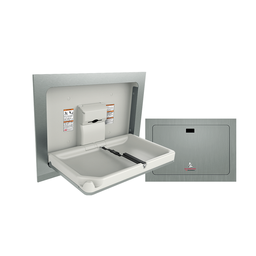 ASI Baby Changing Station, Horizontal - Stainless Steel, Recessed - 9018/9018-41 — Matte Black
