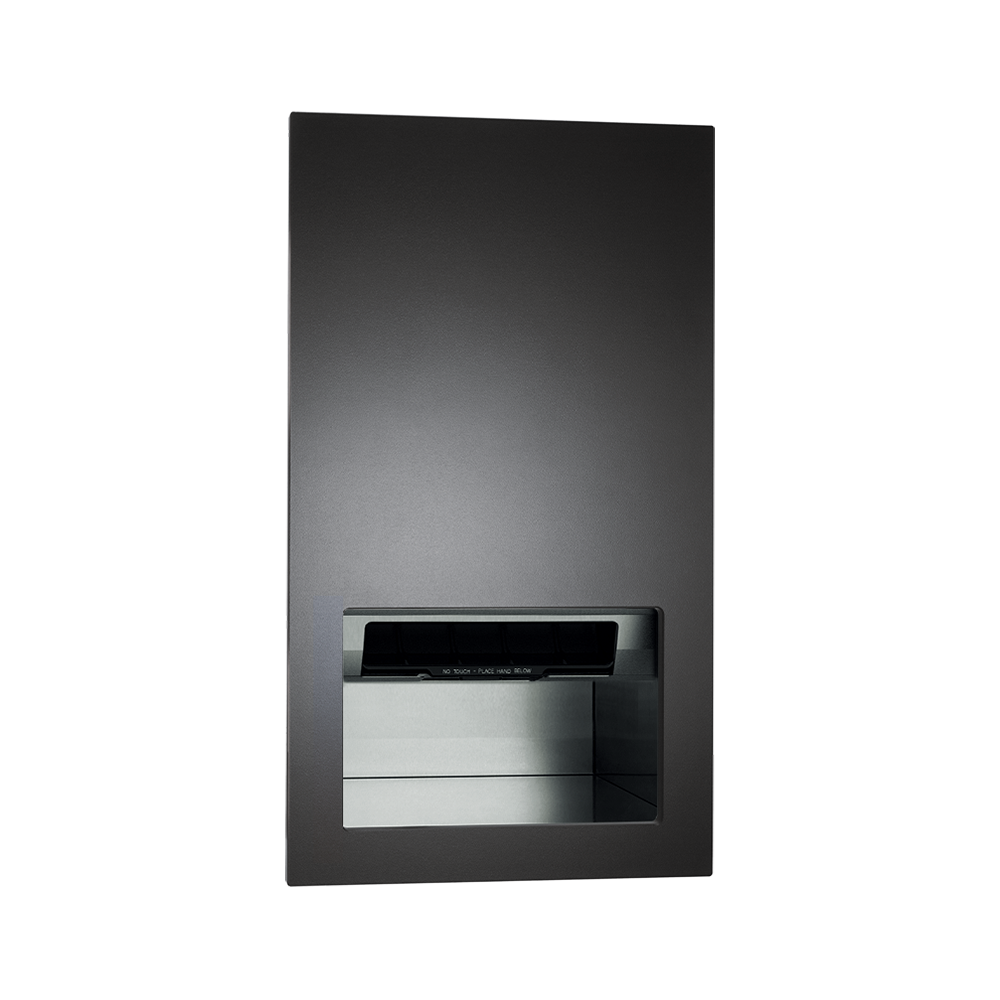 ASI PIATTO™ Completely Recessed Automatic Roll Paper Towel Dispenser - Phenolic Door - 645210 Series — Battery / Matte Black