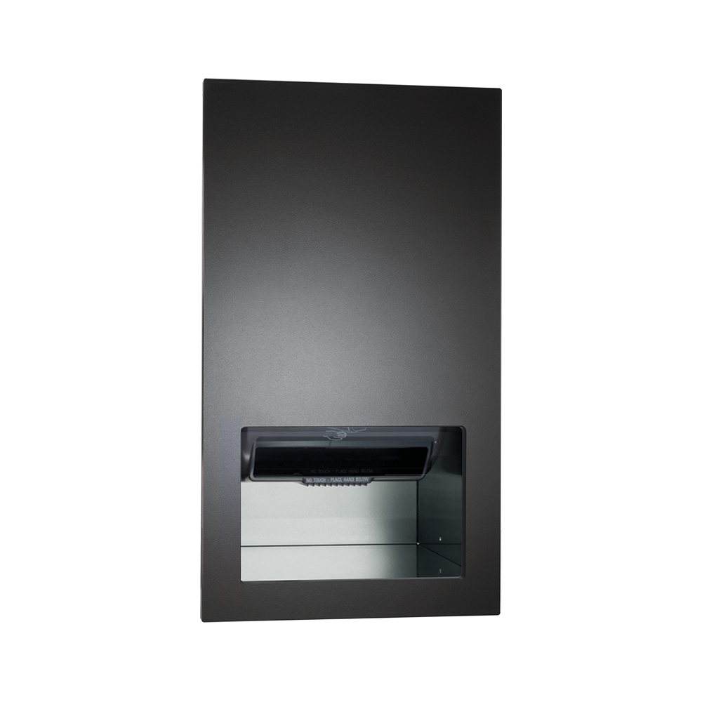 ASI PIATTO™ Completely Recessed Automatic Roll Paper Towel Dispenser - Phenolic Door - 645210 Series — AC Plug-In / Matte Black