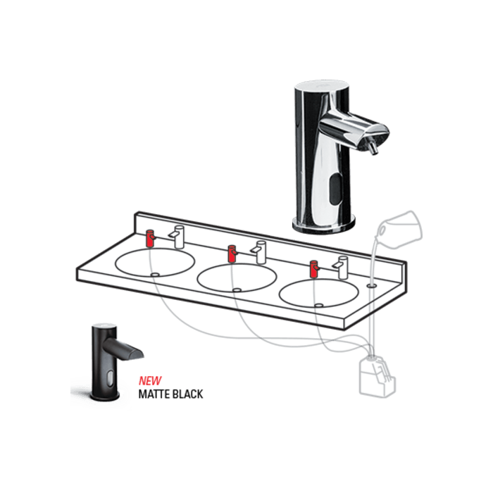 ASI EZ Fill™ Top Fill Multi-Feed Foam Soap Dispenser Head - 0393-1A/0393-1AC — AC Plug-In / Polished