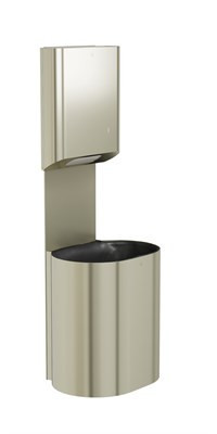Bradley Elvari Towel/Waste Unit - P-Shape, 14 Gal — Brushed Stainless