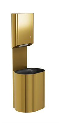 Bradley Elvari Towel/Waste Unit - P-Shape, 14 Gal — Brushed Brass