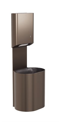 Bradley Elvari Towel/Waste Unit - P-Shape, 14 Gal — Brushed Bronze