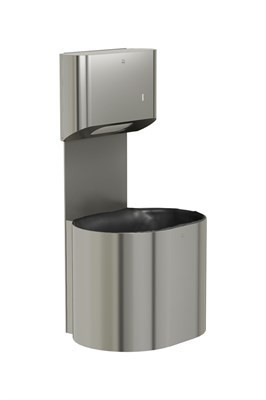 Bradley Elvari Towel/Waste Unit, Surface Mounted P-Shape, 10 GAL — Brushed Stainless