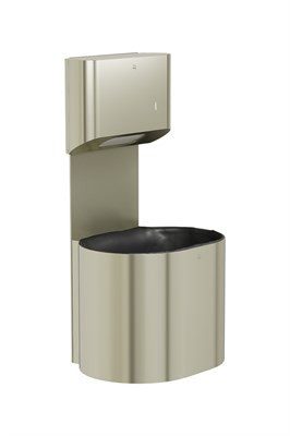 Bradley Elvari Towel/Waste Unit, Surface Mounted P-Shape, 10 GAL — Brushed Nickel