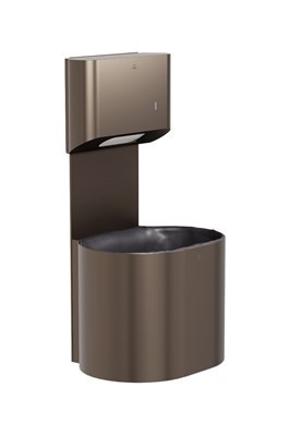 Bradley Elvari Towel/Waste Unit, Surface Mounted P-Shape, 10 GAL — Brushed Bronze