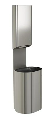 Bradley Elvari Towel/Waste Unit, Surface Mounted P-Shape, 18 GAL — Brushed Stainless