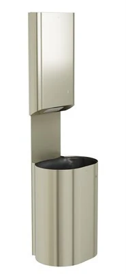 Bradley Elvari Towel/Waste Unit, Surface Mounted P-Shape, 18 GAL — Brushed Nickel