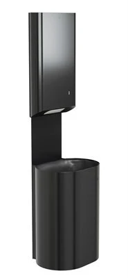 Bradley Elvari Towel/Waste Unit, Surface Mounted P-Shape, 18 GAL — Brushed Black