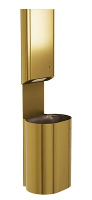 Bradley Elvari Towel/Waste Unit, Surface Mounted P-Shape, 18 GAL — Brushed Brass