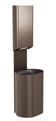 Bradley Elvari Towel/Waste Unit, Surface Mounted P-Shape, 18 GAL — Brushed Bronze