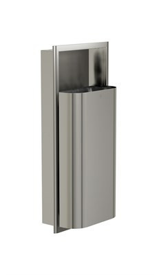 Bradley Elvari Waste Receptacle, Recessed, Medium Capacity (D-Shape) — Brushed Stainless