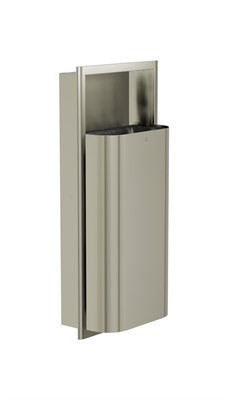 Bradley Elvari Waste Receptacle, Recessed, Medium Capacity (D-Shape) — Brushed Nickel
