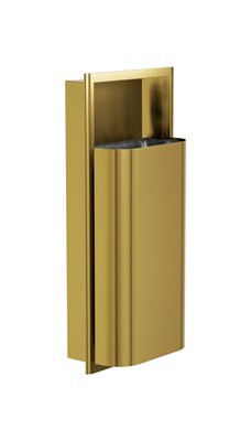 Bradley Elvari Waste Receptacle, Recessed, Medium Capacity (D-Shape) — Brushed Brass