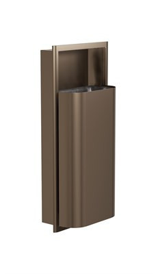 Bradley Elvari Waste Receptacle, Recessed, Medium Capacity (D-Shape) — Brushed Bronze