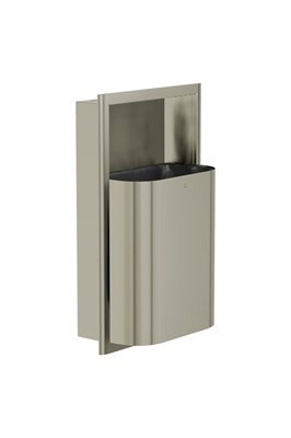 Bradley Elvari Recessed Waste Receptacle, Small Capacity (D-Shape) — Brushed Nickel