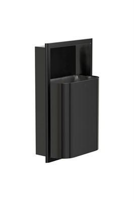 Bradley Elvari Recessed Waste Receptacle, Small Capacity (D-Shape) — Brushed Black