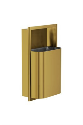 Bradley Elvari Recessed Waste Receptacle, Small Capacity (D-Shape) — Brushed Brass