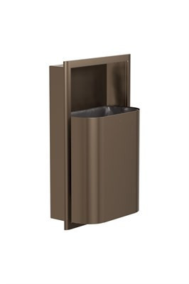 Bradley Elvari Recessed Waste Receptacle, Small Capacity (D-Shape) — Brushed Bronze