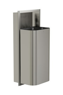 Bradley Elvari Waste Receptacle, Recessed, Large Capacity (D-Shape) — Brushed Stainless