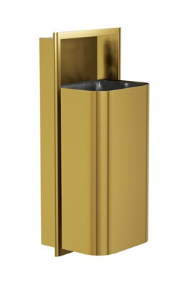 Bradley Elvari Waste Receptacle, Recessed, Large Capacity (D-Shape) — Brushed Brass