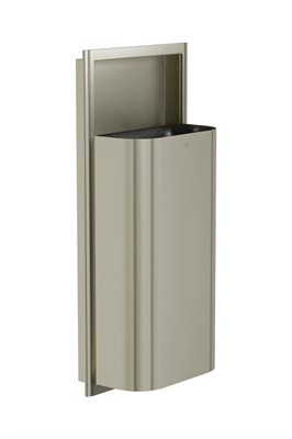 Bradley Elvari Semi-Recessed Waste Receptacle, Medium Capacity (D-Shape) — Brushed Nickel