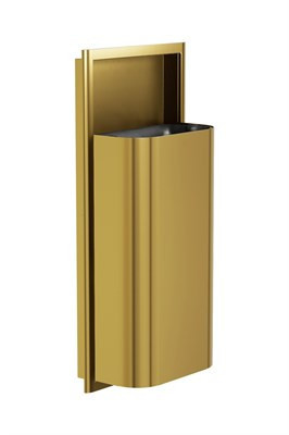 Bradley Elvari Semi-Recessed Waste Receptacle, Medium Capacity (D-Shape) — Brushed Brass