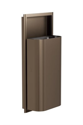 Bradley Elvari Semi-Recessed Waste Receptacle, Medium Capacity (D-Shape) — Brushed Bronze