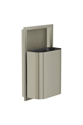 Bradley Elvari Semi-Recessed Waste Receptacle, Small Capacity (D-Shape) — Brushed Nickel