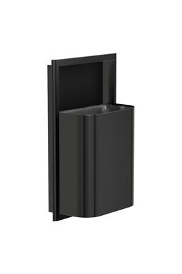 Bradley Elvari Semi-Recessed Waste Receptacle, Small Capacity (D-Shape) — Brushed Black