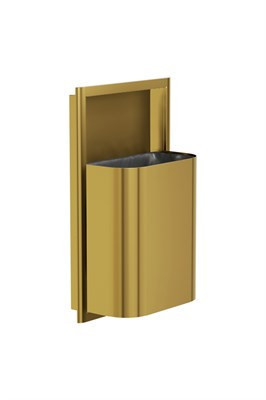 Bradley Elvari Semi-Recessed Waste Receptacle, Small Capacity (D-Shape) — Brushed Brass