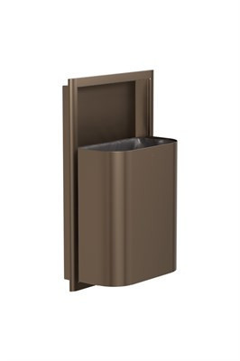 Bradley Elvari Semi-Recessed Waste Receptacle, Small Capacity (D-Shape) — Brushed Bronze