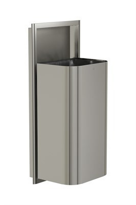 Bradley Elvari Semi-Recessed Waste Receptacle, Large Capacity (D-Shape) — Brushed Stainless