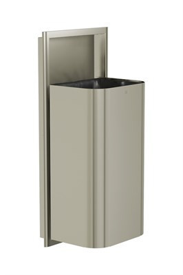 Bradley Elvari Semi-Recessed Waste Receptacle, Large Capacity (D-Shape) — Brushed Nickel
