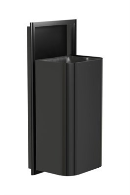 Bradley Elvari Semi-Recessed Waste Receptacle, Large Capacity (D-Shape) — Brushed Black
