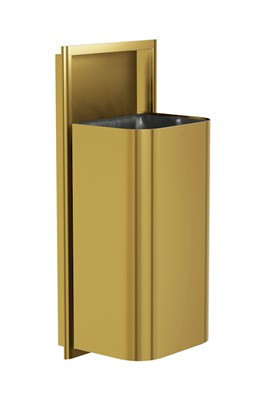 Bradley Elvari Semi-Recessed Waste Receptacle, Large Capacity (D-Shape) — Brushed Brass