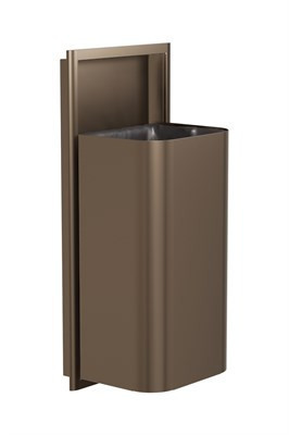 Bradley Elvari Semi-Recessed Waste Receptacle, Large Capacity (D-Shape) — Brushed Bronze