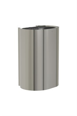 Bradley Elvari Surface Waste Receptacle, Large Cap, P-Shape — Brushed Stainless