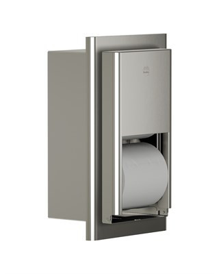 Bradley Elvari Toilet Tissue Dispenser, Recessed, Medium Cap. — Brushed Stainless