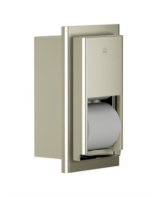 Bradley Elvari Toilet Tissue Dispenser, Recessed, Medium Cap. — Brushed Nickel
