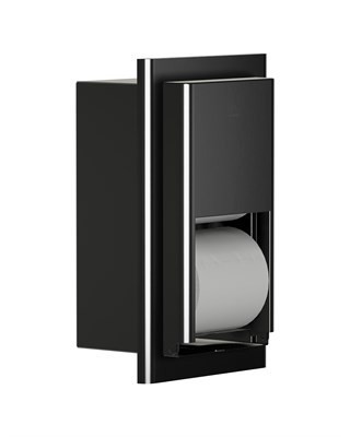 Bradley Elvari Toilet Tissue Dispenser, Recessed, Medium Cap. — Brushed Black