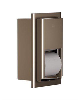 Bradley Elvari Toilet Tissue Dispenser, Recessed, Medium Cap. — Brushed Bronze