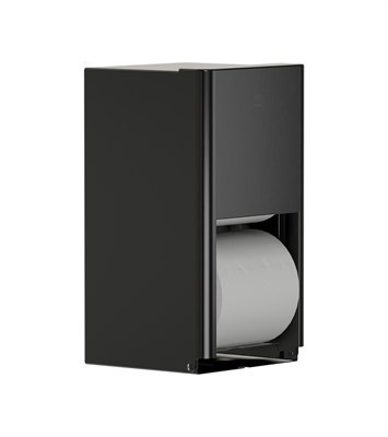Bradley Elvari Toilet Tissue Dispenser, Surface Mtd, Medium Cap. — Brushed Black