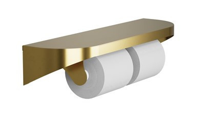 Bradley Elvari Toilet Tissue Dispenser With Shelf — Brushed Brass